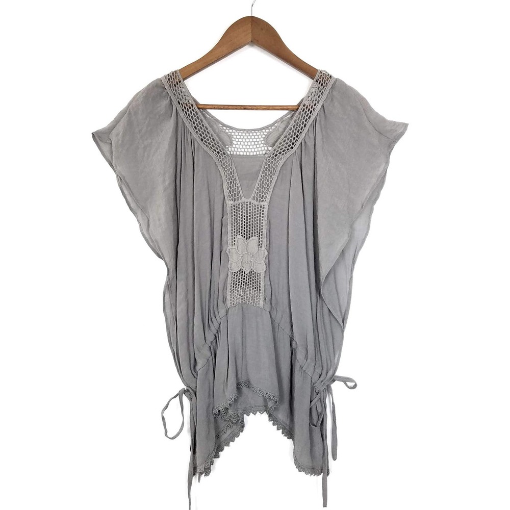 Mine Gray Crochet Detail Blouse